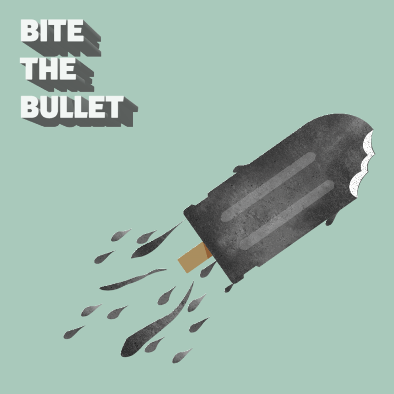 another phrase for biting the bullet