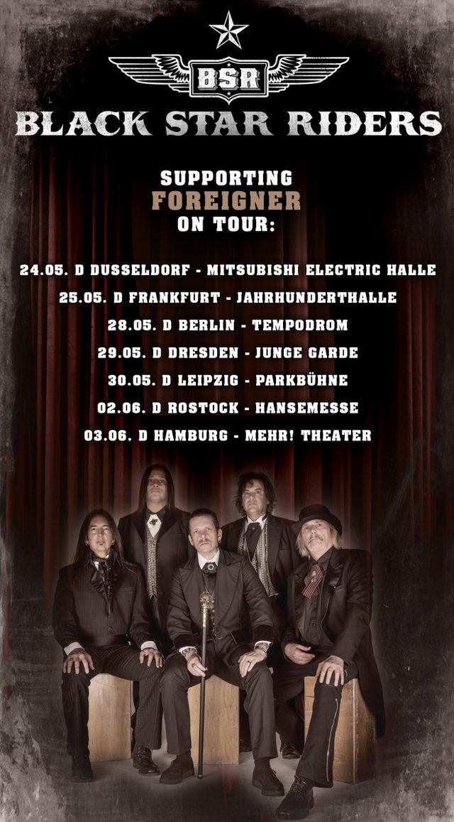 Black Star Riders announced as support to Foreigner on European tour