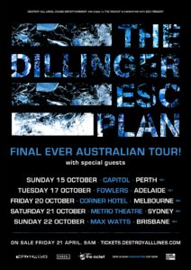 Dillinger Escape Plan Australia tour 2017