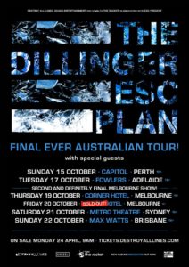 Dillinger Escape Plan Australian tour 2017