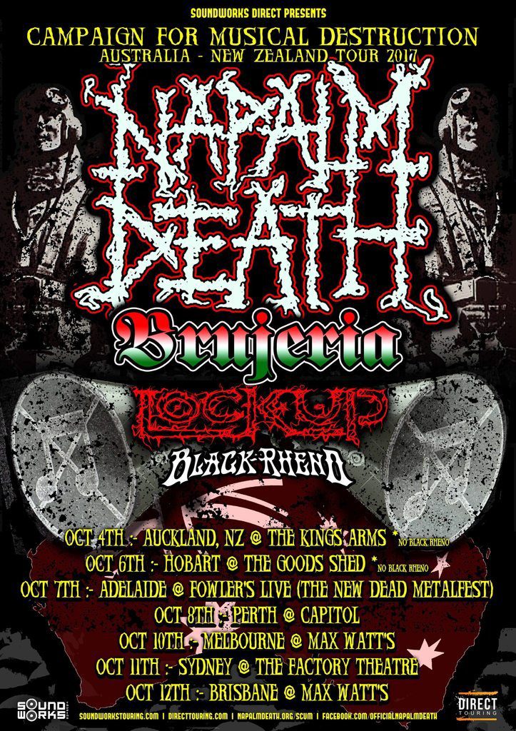 Napalm Death announce Australia tour with Brujeria, Lock Up & Black