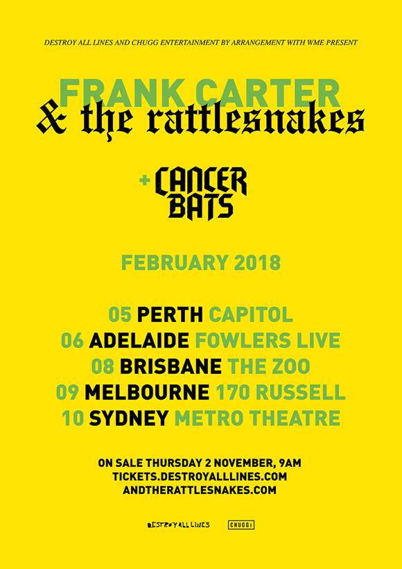 Frank Carter & The Rattlesnakes Australia tour 2018