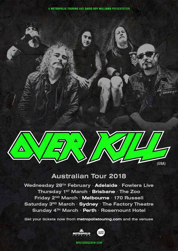 Overkill - Australian tour 2018
