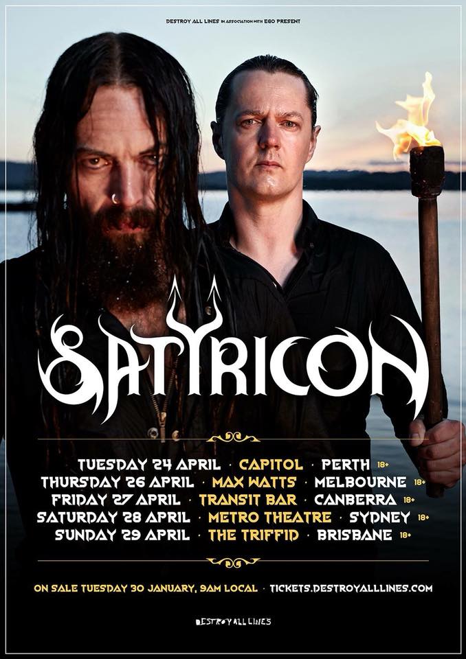 Satyricon announce Australia tour The Rockpit