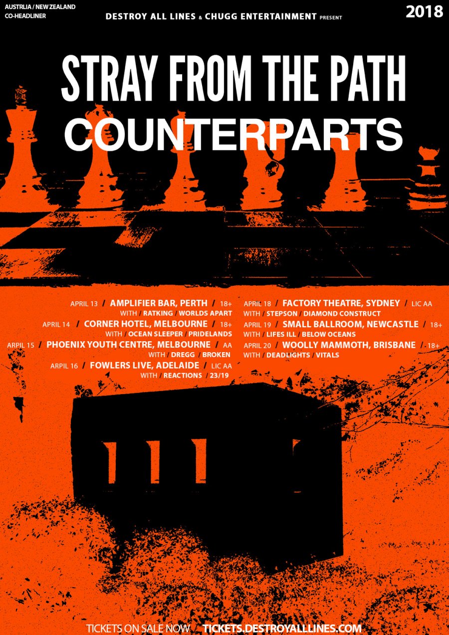 Counterparts & Stray From The Path announce support acts for Australian
