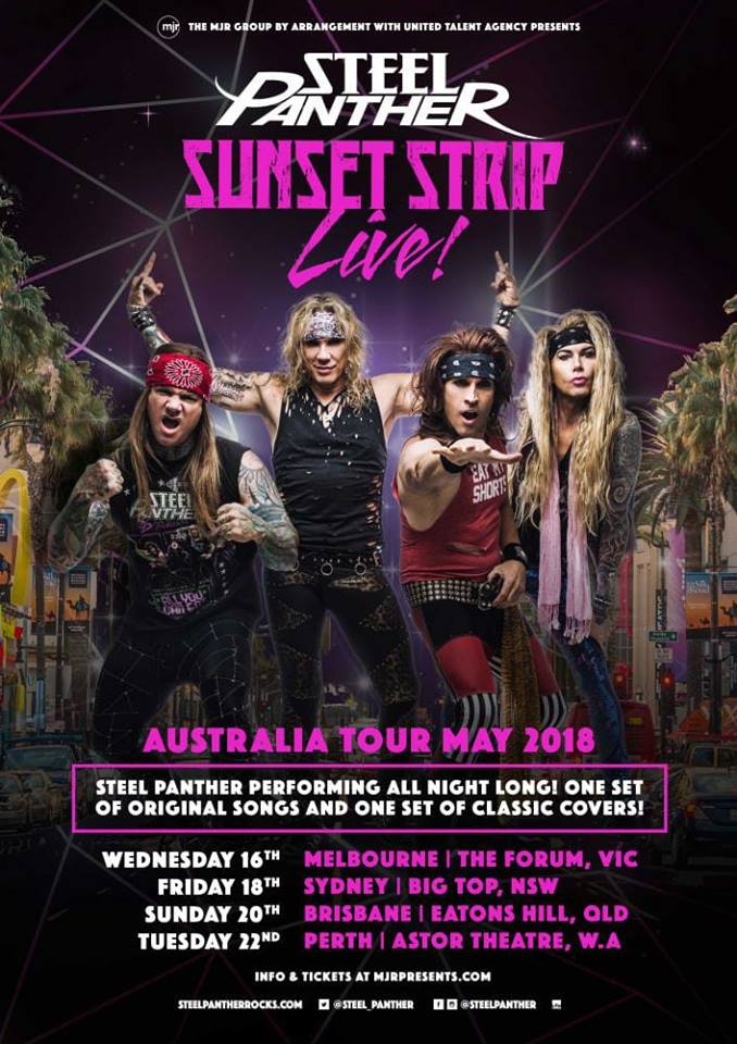 Steel Panther Australia tour 2018