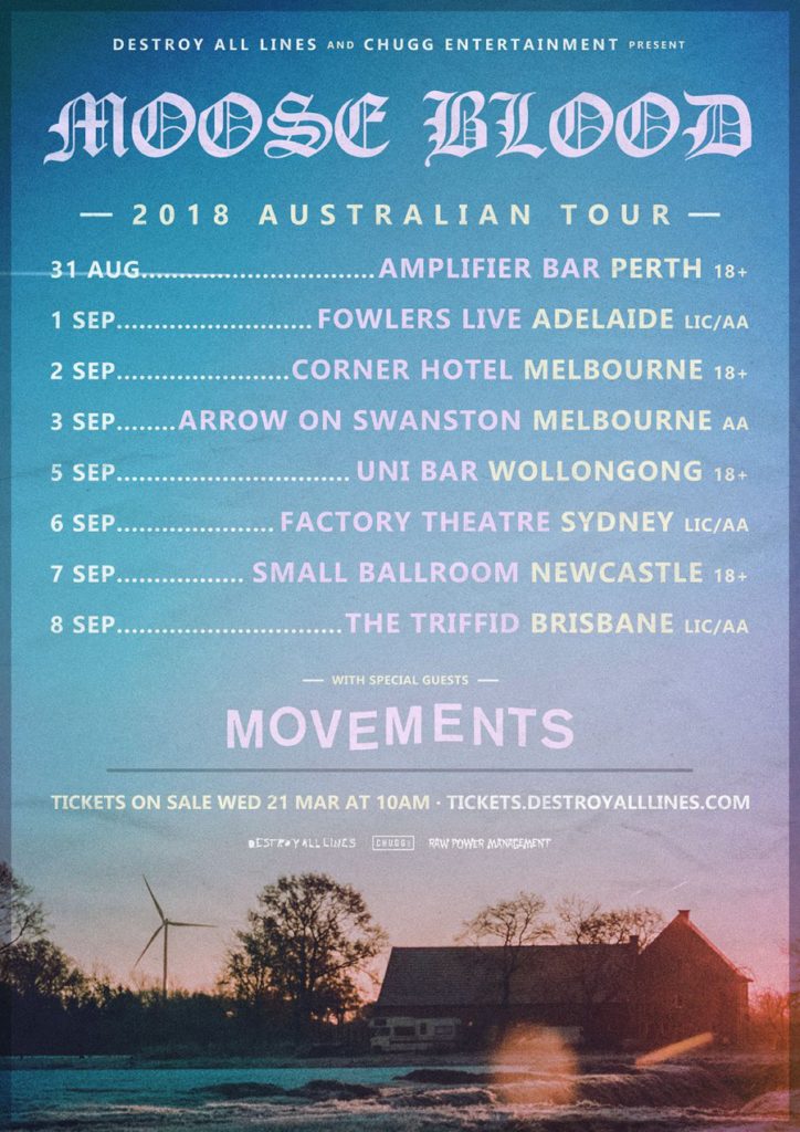 Mooseblood Australia tour 2018
