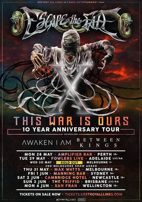 Escape The Fate Australia tour 2018