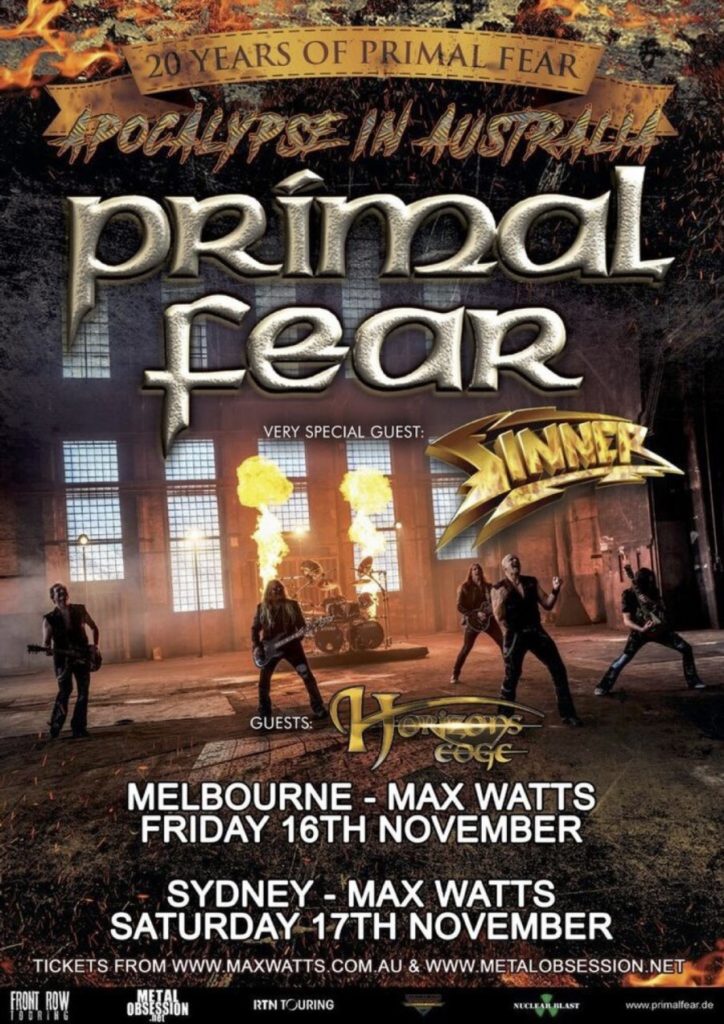 Primal Fear - Sinner - Australia tour 2018