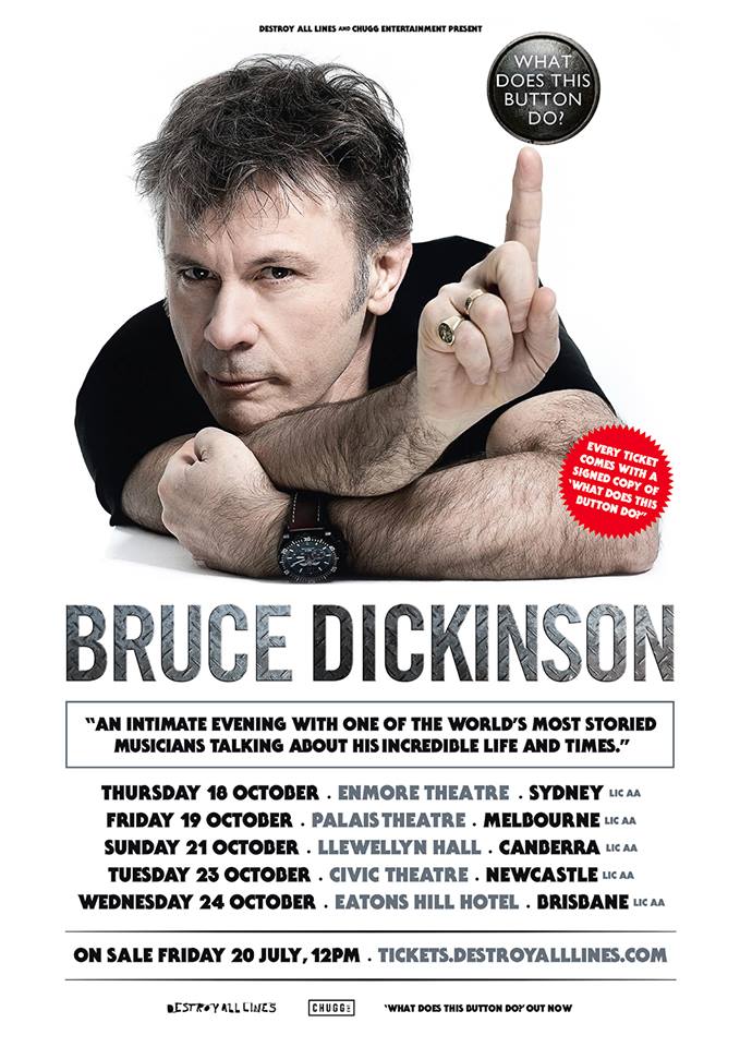 Bruce Dickinson Spoken Word tour Australia 2018