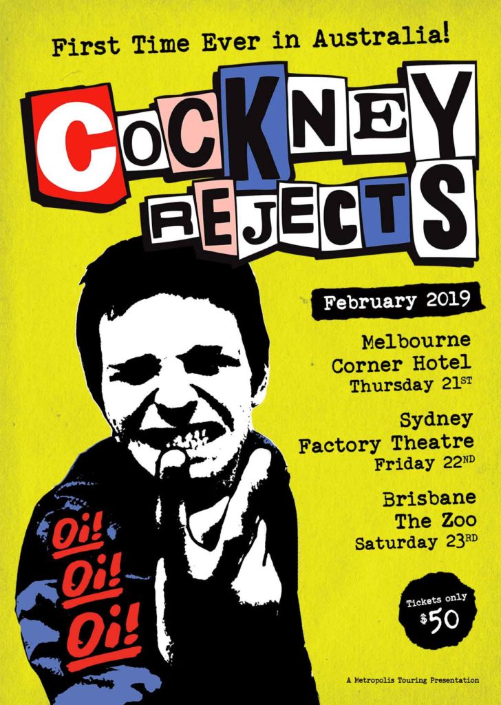 Cockney Rejects Australia tour 2018
