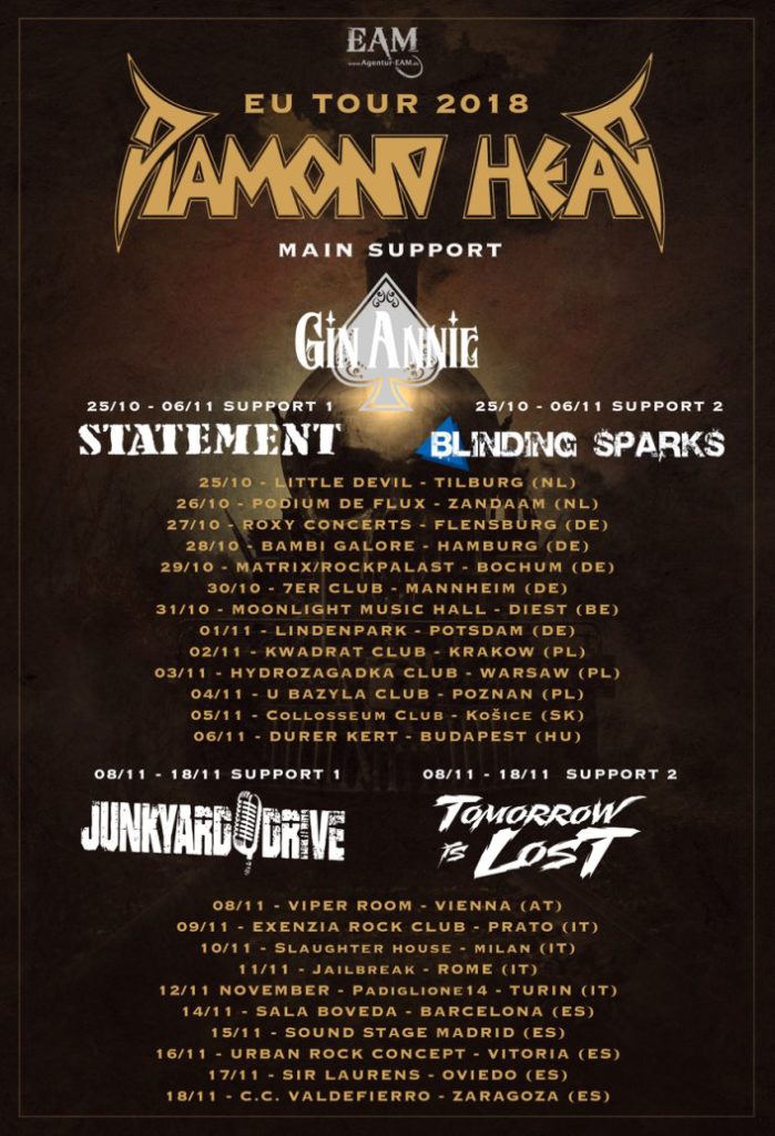 Diamond Head Europe tour 2018