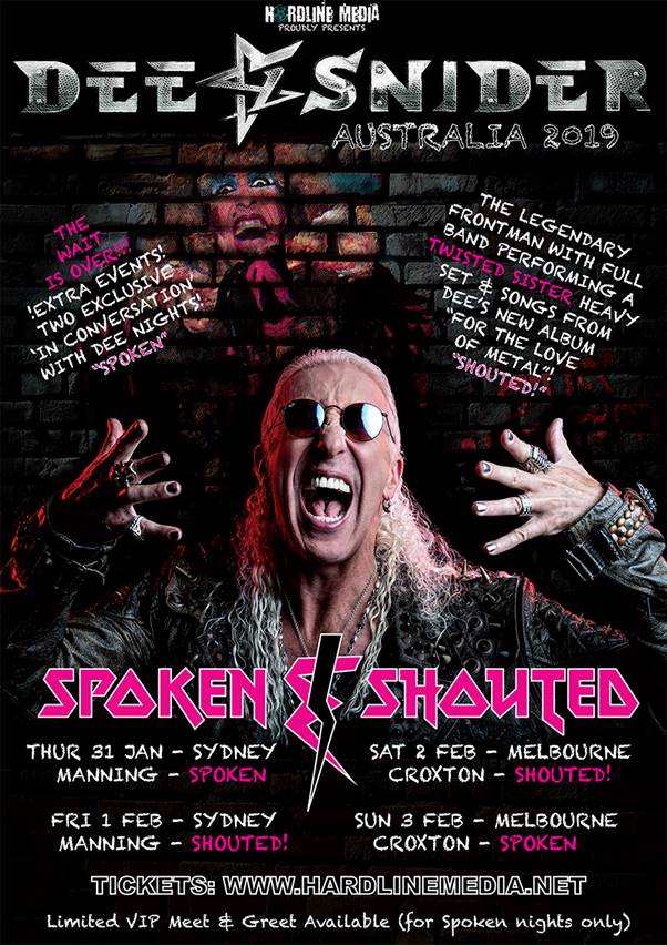 Dee Snider Australian tour 2018