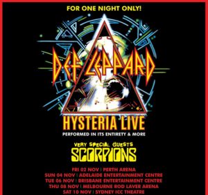 Def Leppard / Scorpions Australia tour 2018