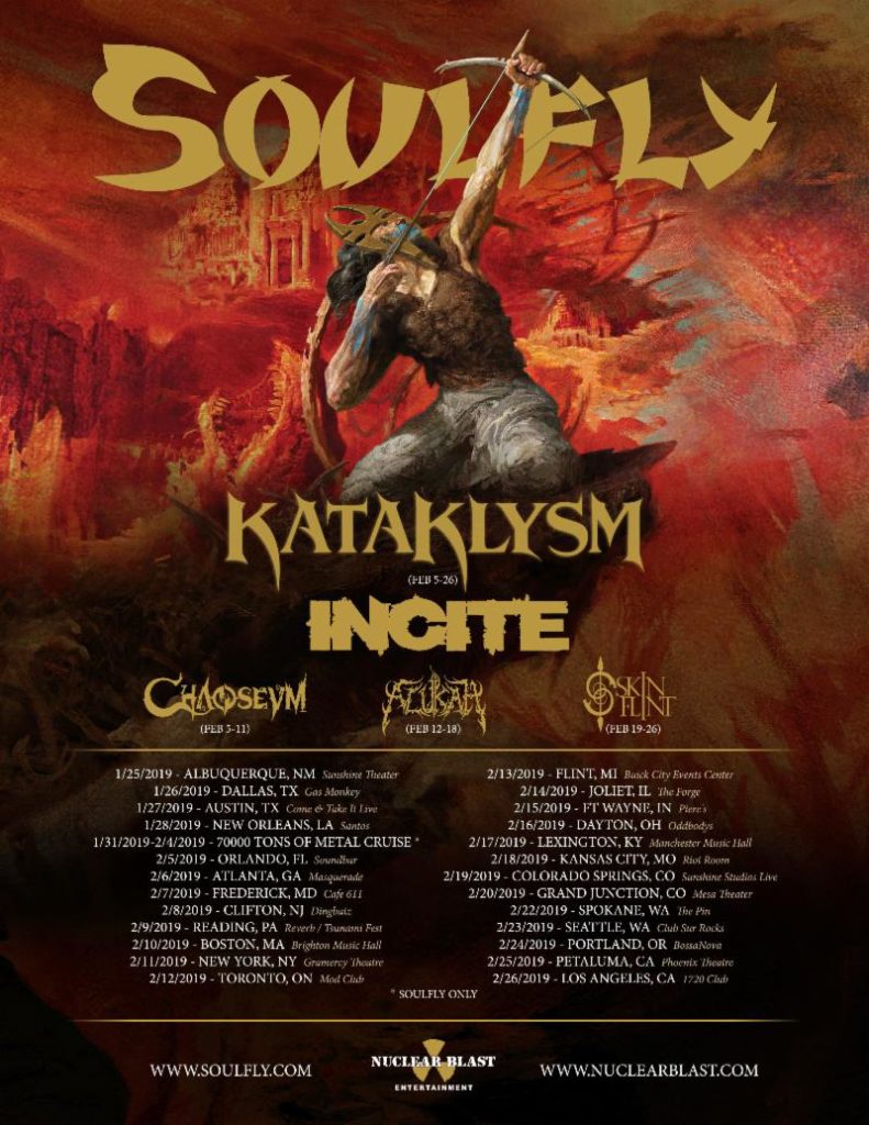 Soulfly w/ Kataklysm & Incite US tour 2019