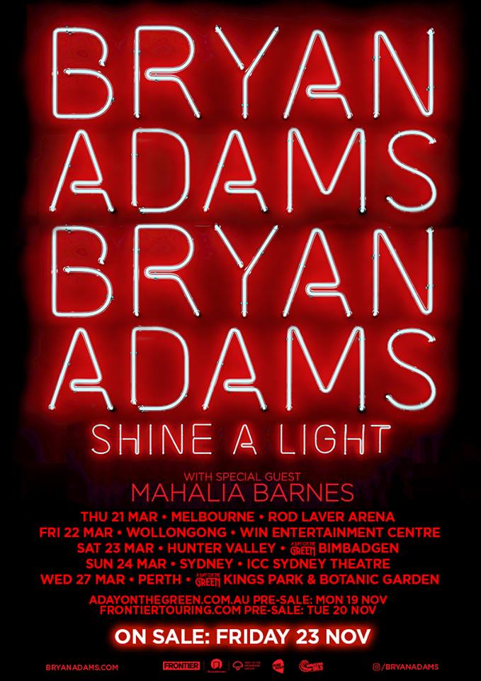 Bryan Adams Australia tour 2019