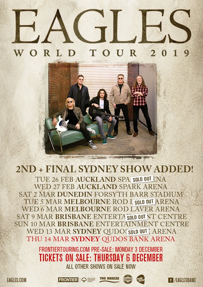 Eagles sell out Australia shows, additional shows added to tour The