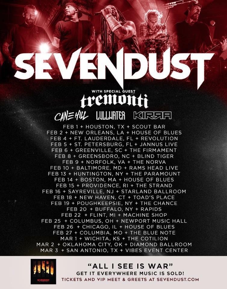 Sevendust - Tremonti, Canehill, Lullwater US tour 2019