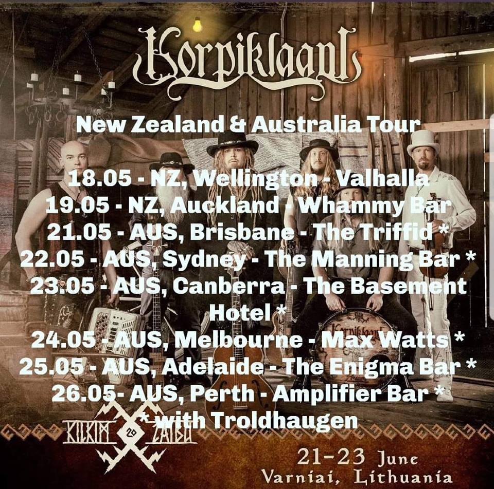 Korpiklaani Australia & New Zealand tour 2019