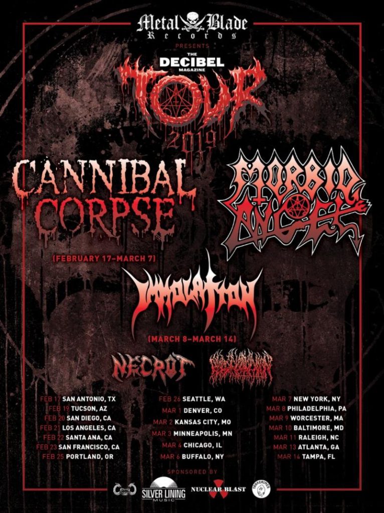 Cannibal Corpse to kick off Decibel Magazine US tour with Morbid Angel