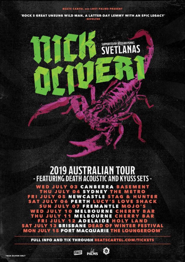 Nick Oliveri Australia tour 2019