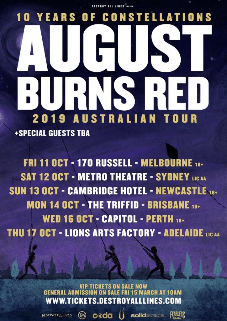 August Burns Red Australia tour 2019