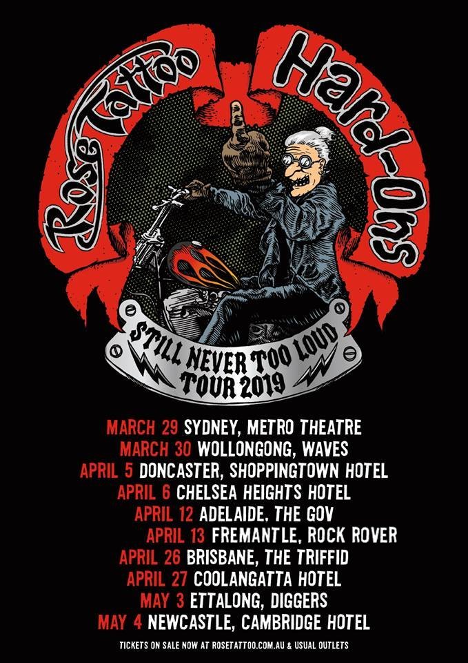 Rose Tattoo - Hard-Ons - Australia tour 2019