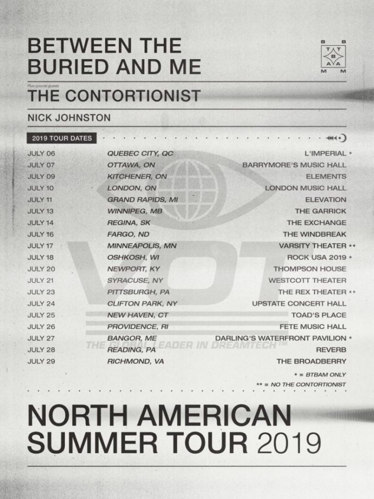 Between The Buried And Me / The Contortionist US tour 2019