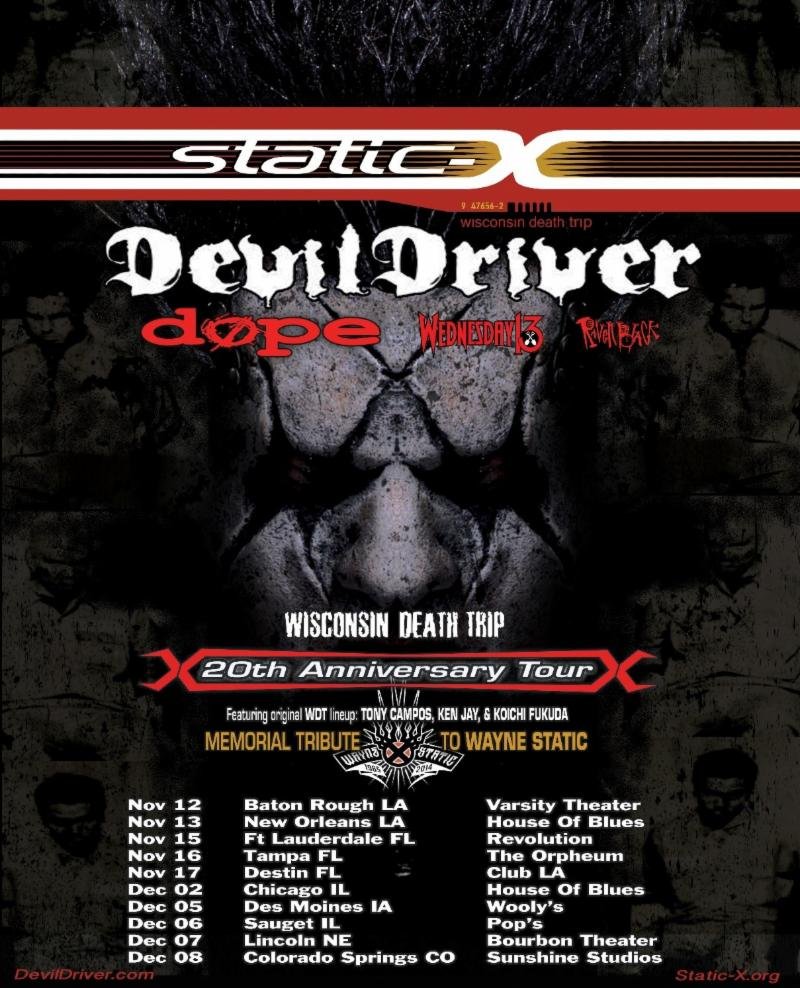 Static-X Wisconsin Death Trip 20th Anniversary US Tour