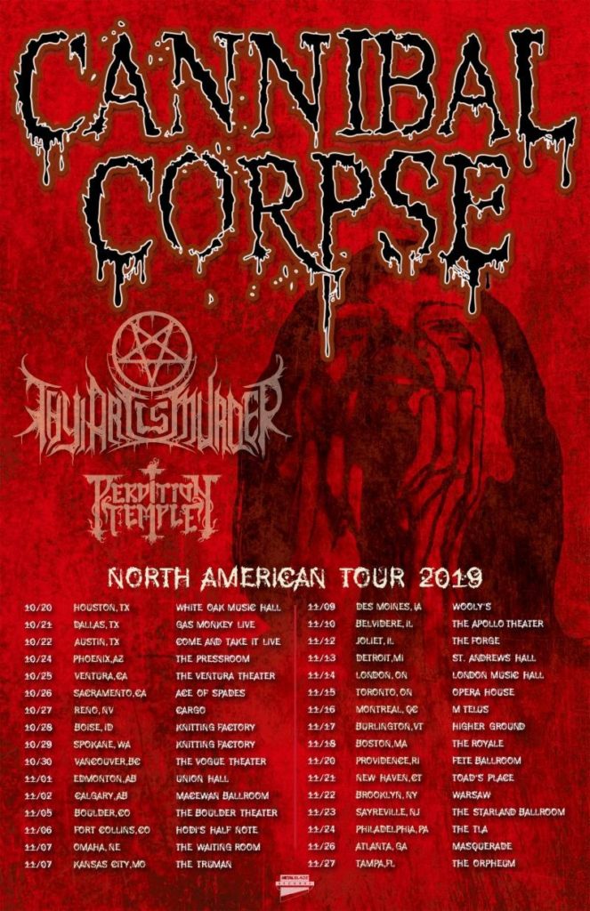 Cannibal Corpse US tour 2019