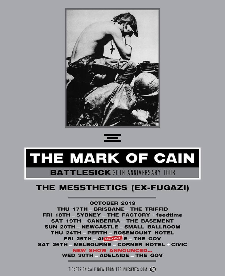 The Mark Of Cain Australia tour 2019