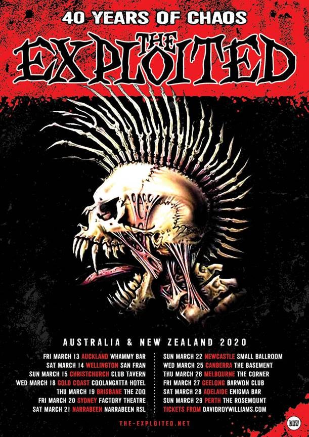 The Exploited announce 40 Years of Chaos 2020 Australian & New Zealand