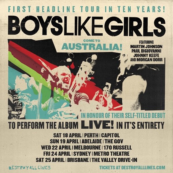 Boys Like Girls announce April 2020 tour performing debut selftitled