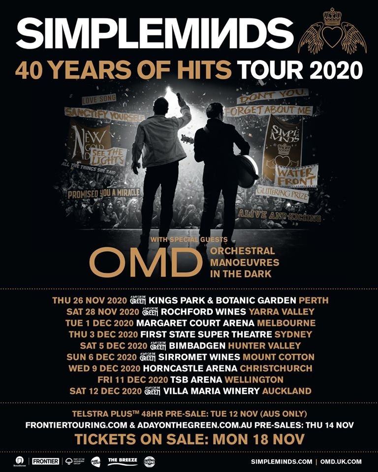 Simple Minds Australia & New Zealand tour 2020