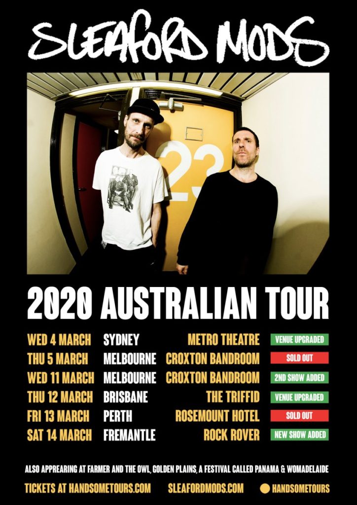 Sleaford Mods Australia tour 2020