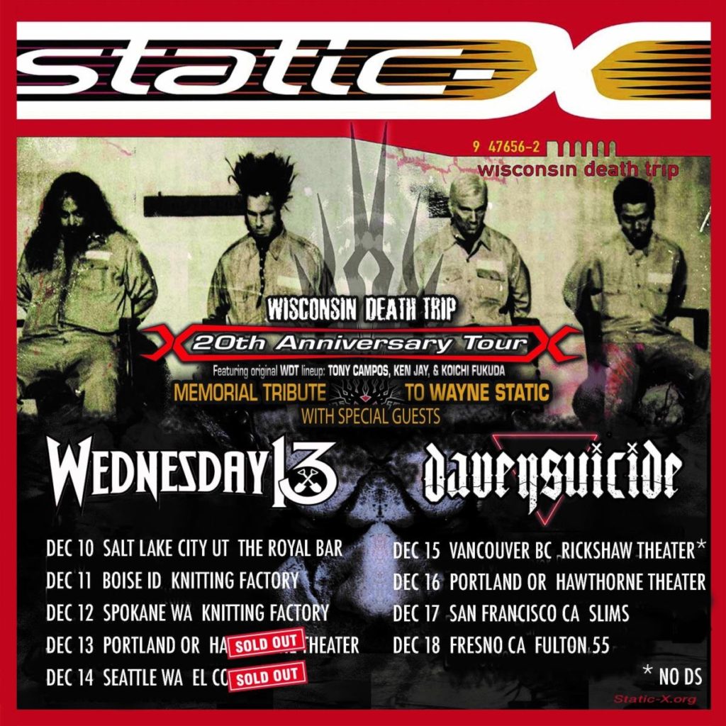 Static-X US tour with Wednesday 13 & Davey Suicide