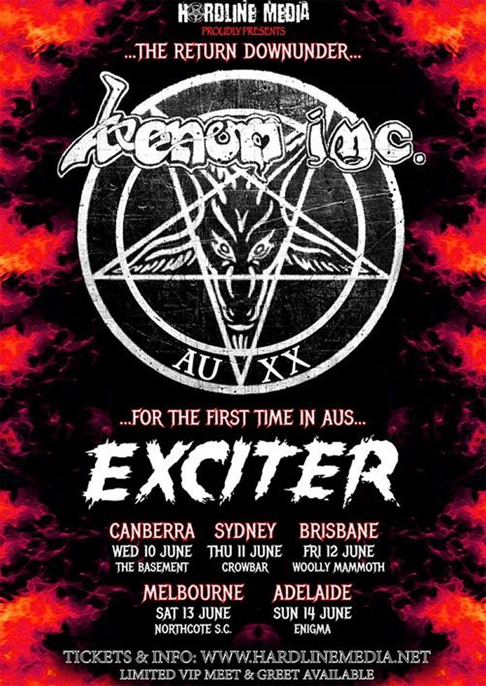 Venom Inc & Exciter Australia tour 2020