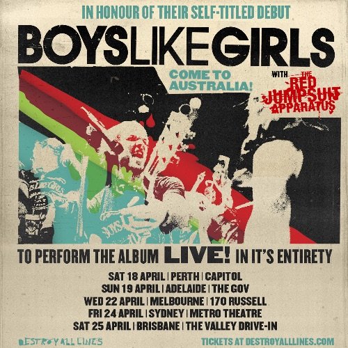 Boys Like Girls Australia tour 2020