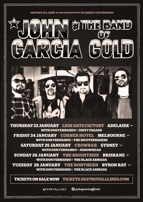 John Garcia and the Band Of Gold Australia tour 2020