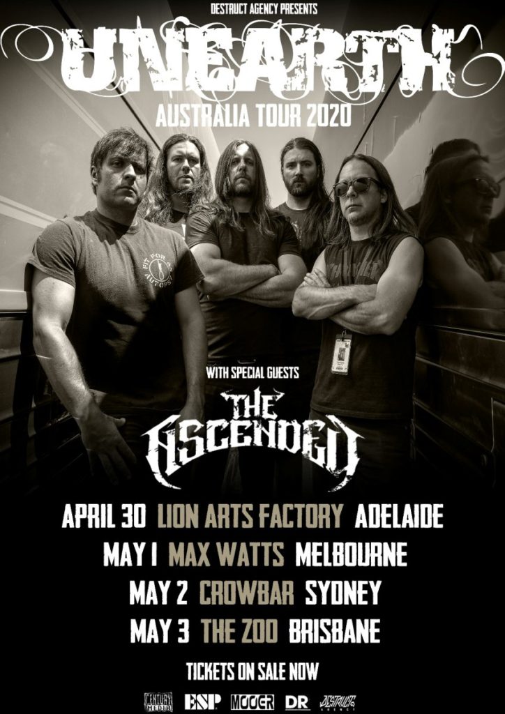 Unearth Australia tour 2020