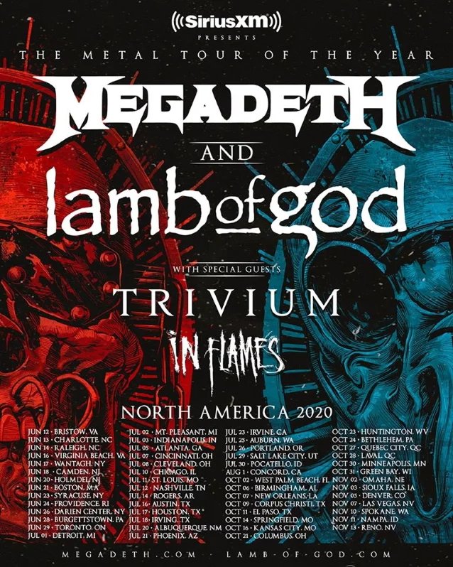 Megadeth / Lamb Of God North American tour 2020