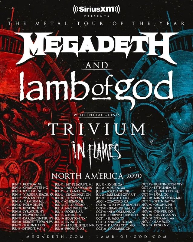 Megadeth / Lamb Of God North American tour 2020