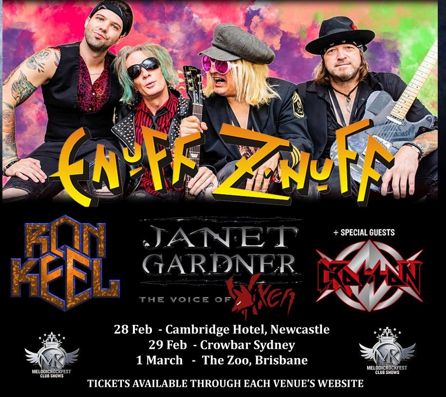 Enuff Z'Nuff, Ron Keel, Janet Gardner Australia tour 2020