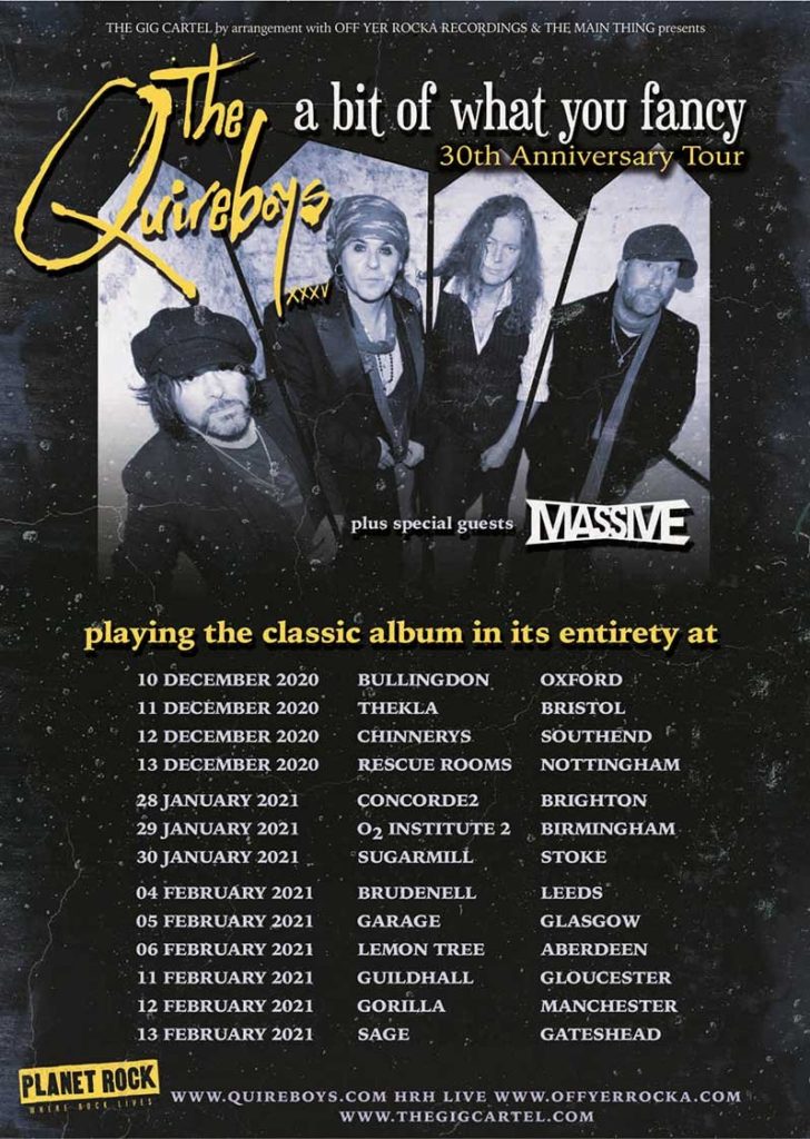 The Quireboys - 'A Bit Of What You Fancy' 30th Anniversary Tour UK