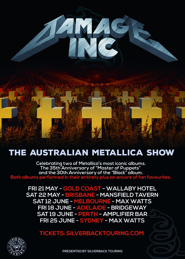 when did metallica last tour australia