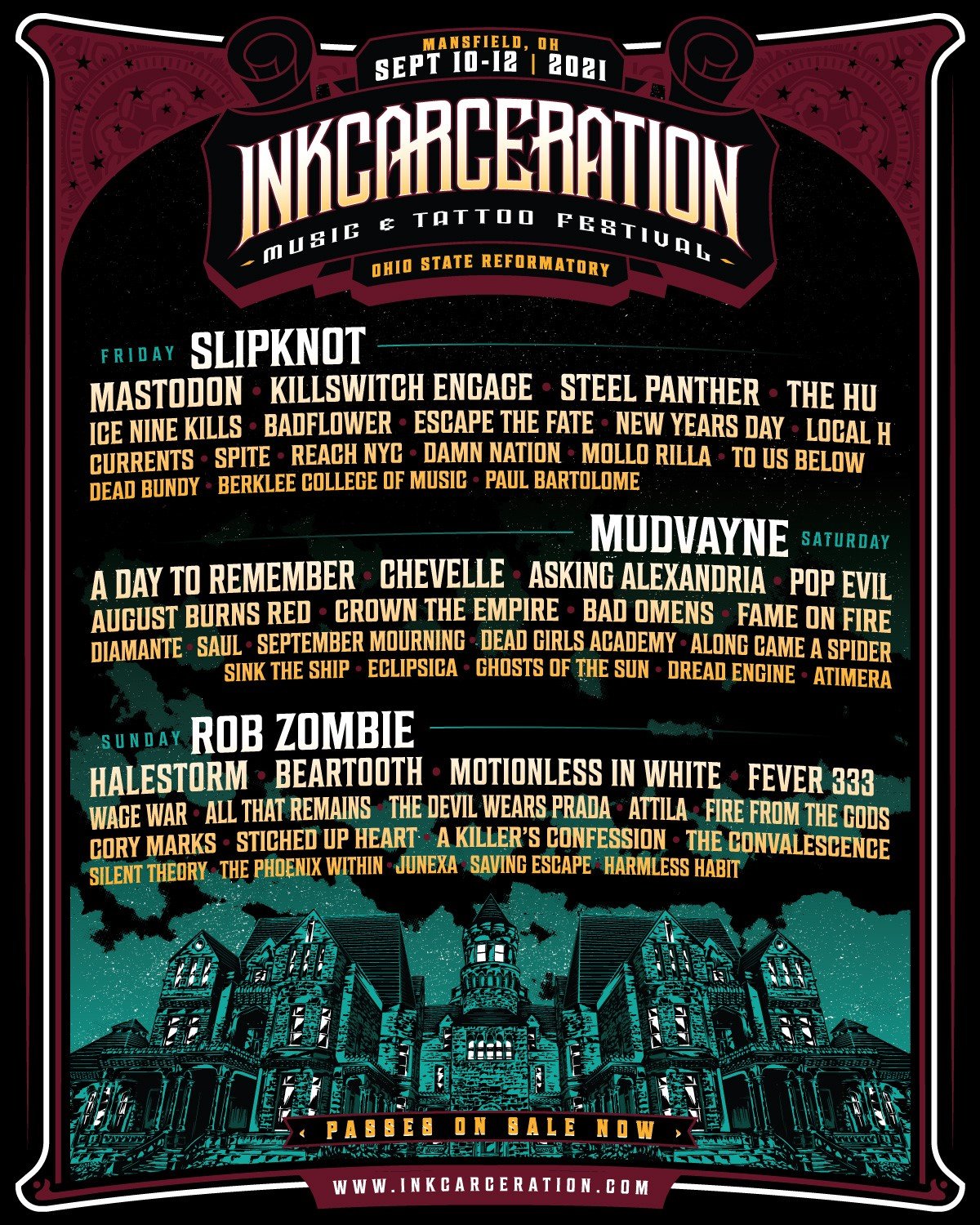 Inkcarceration Music Tattoo Festival Announced Featuring Slipknot Rob Zombie Reunited Mudvayne The Rockpit
