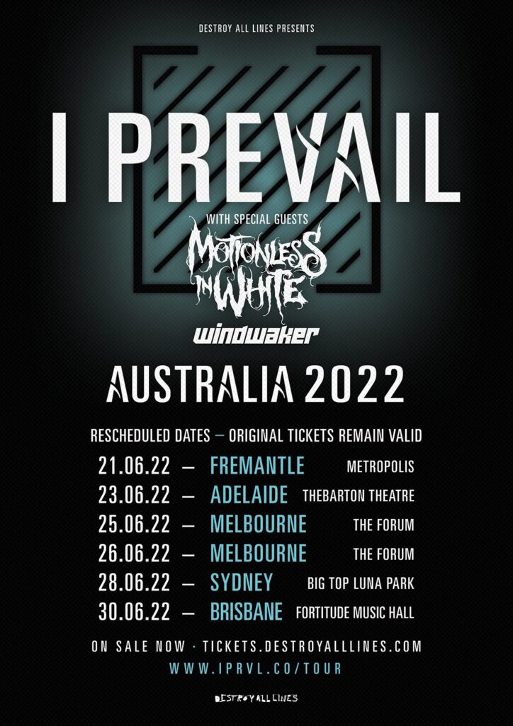 I Prevail Australia tour 2022