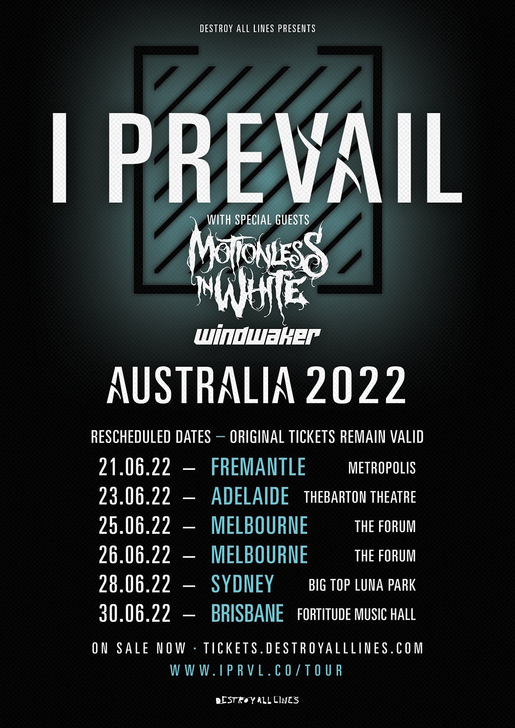 TOUR NEWS I Prevail announce rescheduled dates for Australian Tour