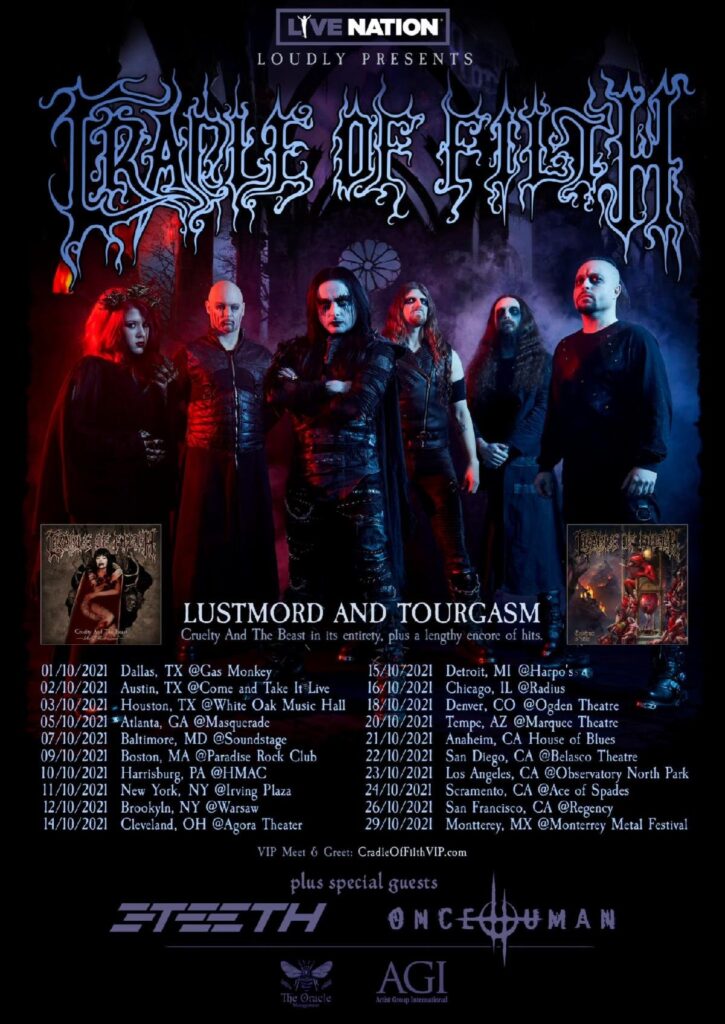 Cradle Of Filth Lustmord and Tourgasm North American Tour 2021