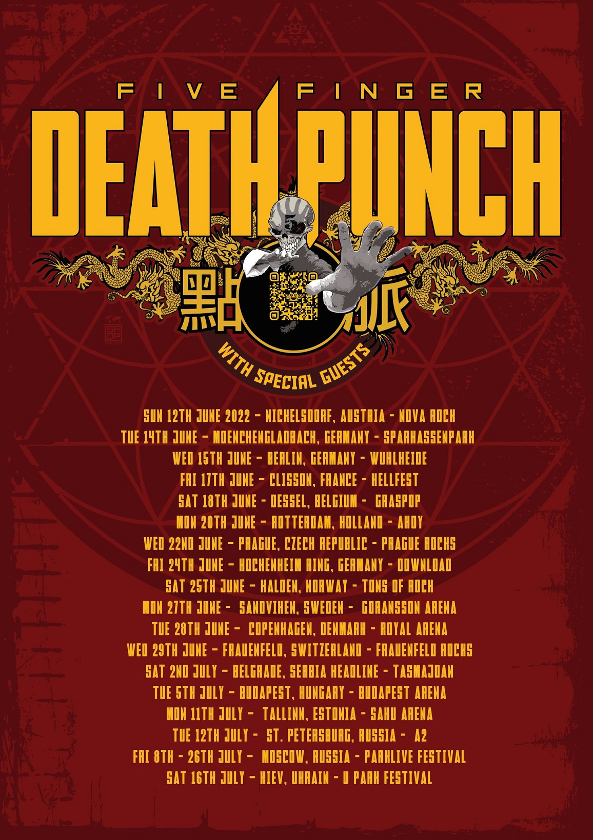 FIVE FINGER DEATH PUNCH ANNOUNCE EUROPEAN HEADLINE DATES IN JUNE/JULY